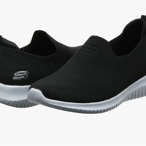 Brand New Skechers Air Cooled Memory Foam Black & White Slip On Sneakers.Size 10